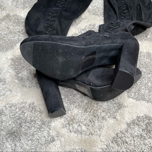 NWOT Torrid BLACK FAUX SUEDE STRETCH CORSET OVER-THE-KNEE BOOT Extra Wide Fit 11 - Picture 6 of 15